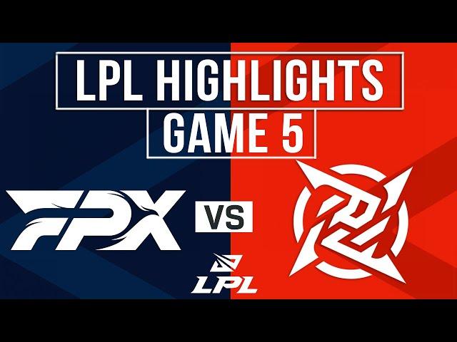 FPX vs NIP Highlights Game 5 | LPL 2025 Split 2 Playoffs | FunPlus Phoenix vs Ninjas in Pyjamas