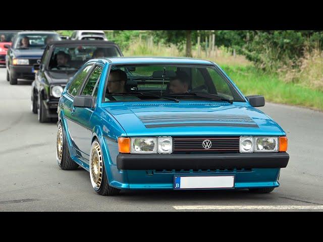 VAG Cars leaving Volkstyle Base 2024- VW Rallye Golf, Scirocco GTX, R32, GTI, RS6 C7, Golf 7R, RS3..