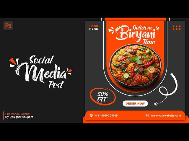 Food Social Media Post Design In Photoshop | Social Media Post | Photoshop Tutorial