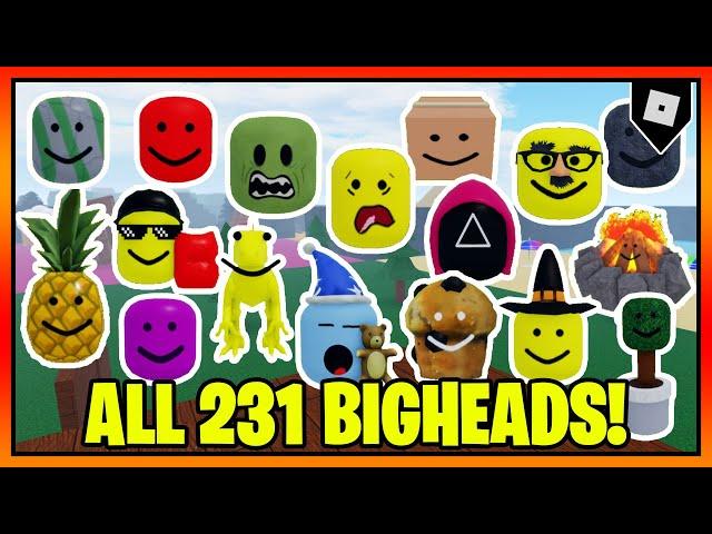 How to get ALL 231 BADGES + BIG HEADS in FIND THE BIG HEADS || Roblox