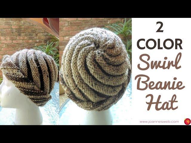 Two Color Swirl Hat  - Knitted Swirl Hat - Spiral Beanie 2 Colors