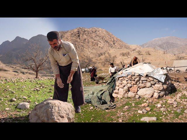 Building a stone house with giant stones by nomads _ the nomadic lifestyle of Iran