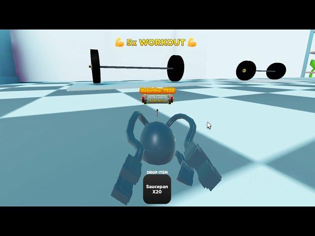 50 Saucepans Rebirth Trick on Strongman Simulator Roblox