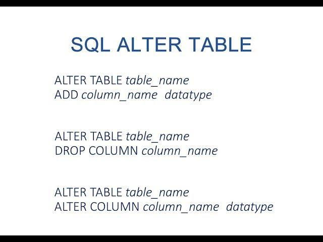 The SQL Alter Table Statement