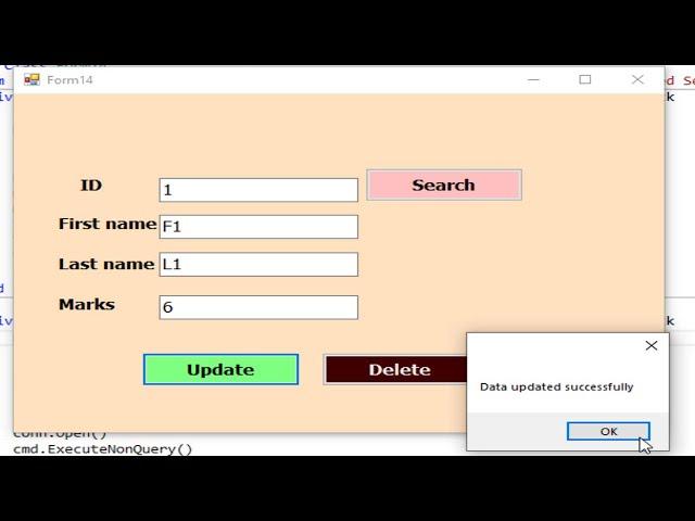 VB.net: search update delete data into sql database using stored procedure