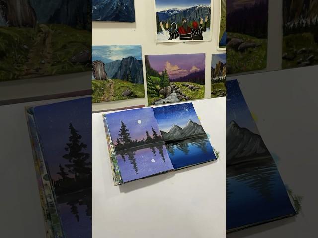 Easy landscape painting #art #gouache #painting #landscapepainting #arttutorial #arttherapy #shorts