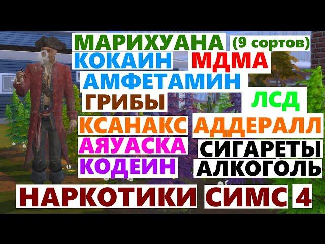 НАРКОТИКИ В СИМС 4 - Травка, Кокаин, МДМА, Грибы, ЛСД, Аяуаска, Ксанакс, Аддералл, Амфетамин, Кодеин