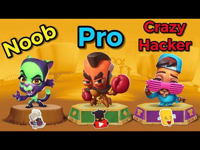 Noob vs Pro vs Crazy H*cker || Quinn the Capybara || Zoo Battle Arena