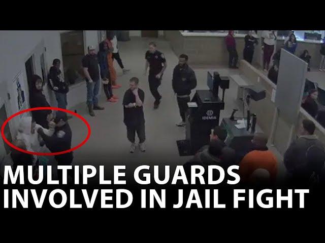 Multiple guards at Harris County Jail fight inmate on camera