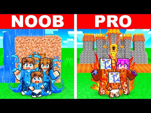 Having a NOOB vs PRO ELEMENTAL Family In Minecraft!