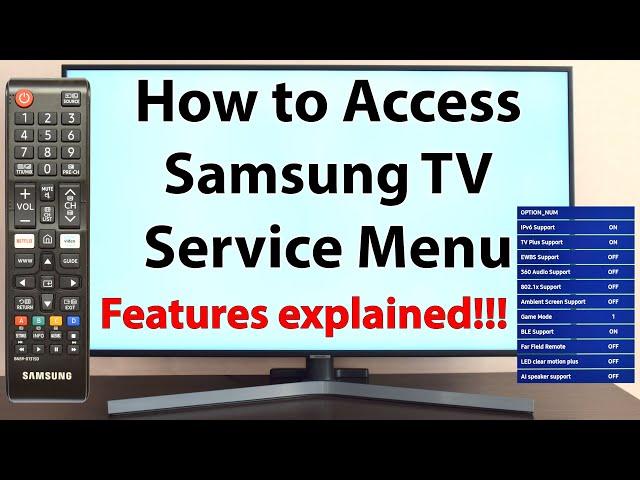 How to get into any Samsung TV Service Menu with Features EXPLANATION. TV reset/Screen test etc