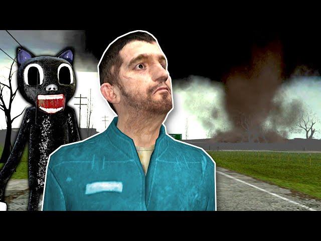 Cartoon Cat is after me during a Tornado! - Garry's Mod Gameplay