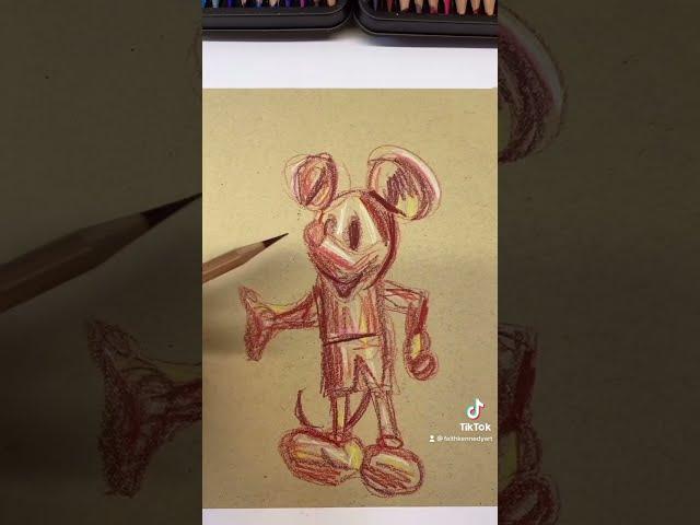 Shiny red Mickey Mouse drawing!