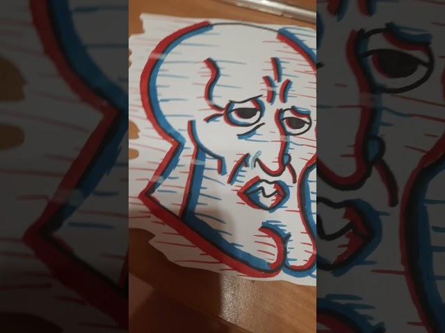 squidward art glich effect, красавчик скуидвард с глитч эффектом