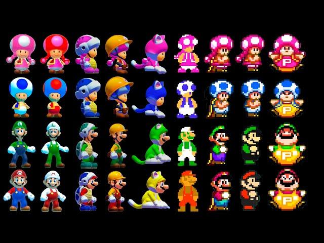 Super Mario Maker 2 - 4 Players All Power-Ups (Mario, Luigi, Toad, Toadette)