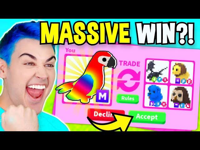 I Traded Away My *MEGA NEON PARROT* For This… RICH TRADE PROOFS In Adopt Me *FLEX* Server (Roblox)