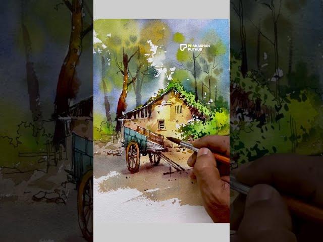 Ink pen with watercolour |  line and wash | demo by Prakashanputhur | watercolor for beginners