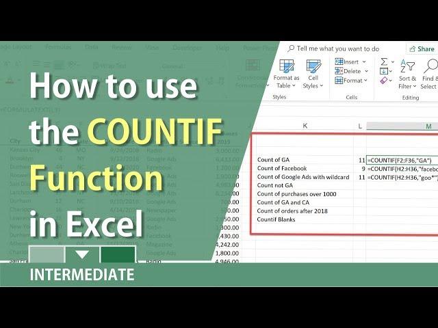 COUNTIF Function in Excel for numbers, dates, and text by Chris Menard