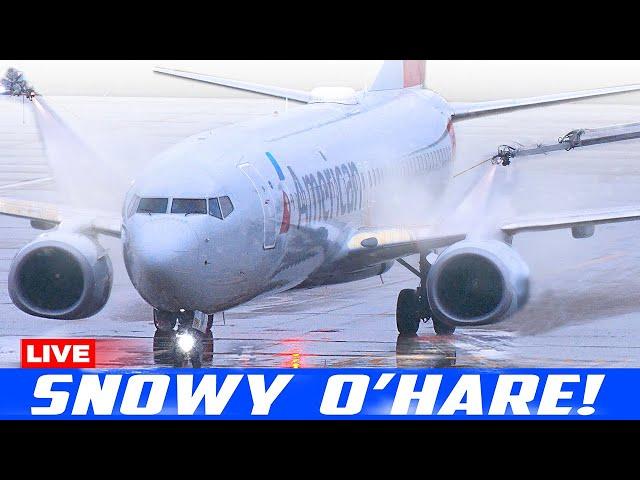 LIVE DE-ICING PLANES | WINDY AIRPORT ACTION at CHICAGO O'HARE | AVGEEK ORD PLANE SPOTTING