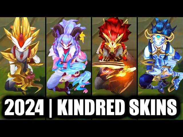 ALL KINDRED SKINS SPOTLIGHT 2024 - Chosen of the Wolf Kindred Newest Skin | League of Legends