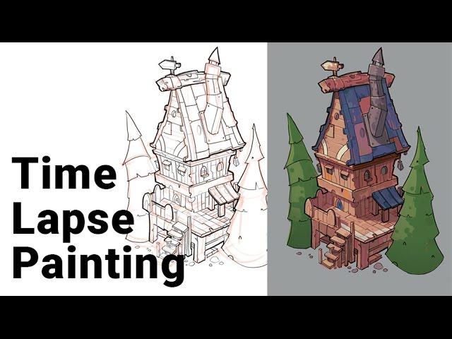 Adding Color to Sketch in Photoshop. Time Lapse