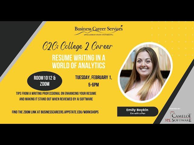 Camelot 3PL Presents C2C: Resume Writing in a World of Analytics with Emily Boykin
