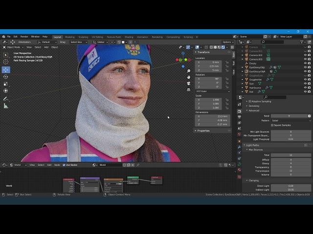 Svetlana Mironova 3D-portrait in Blender/3D-портрет биатлонистки