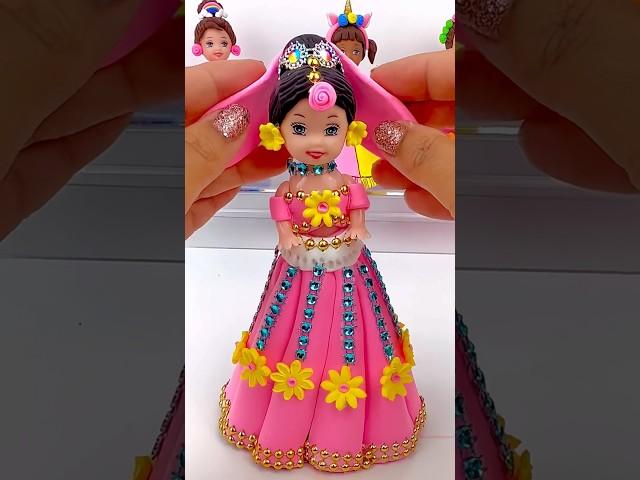 DIY How to Make Polymer Clay Miniature Rainbow Doll Dress | DIY Easy Super Clay Tutorial | ASMR #diy