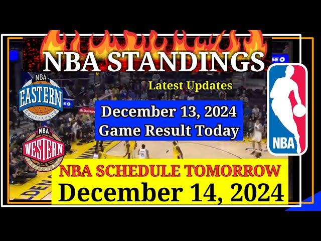 NBA STANDINGS TODAY as of December 13, 2024 | GAME RESULTS | NBA SCHEDULE December 14, 2024