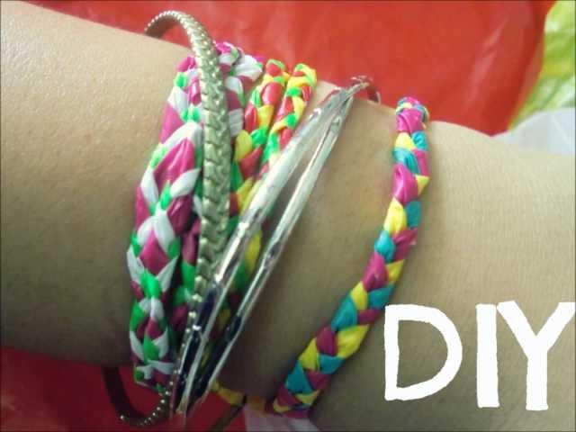 DIY Howto! Plastic Bags into Friendship Bracelets!!