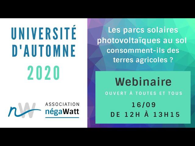 Webinaire - Les parcs solaires photovoltaïques au sol consomment-ils des terres agricoles ?