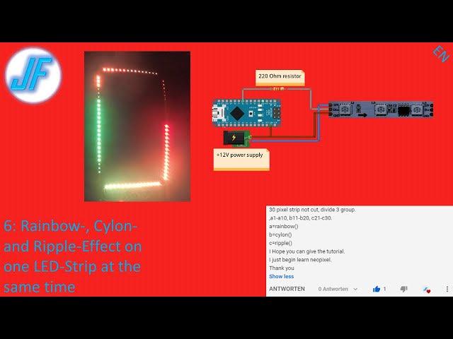 WS2811 Arduino Basics #6: Three effects on one LED-Strip (Rainbow-, Cylon- and Ripple-Effect)