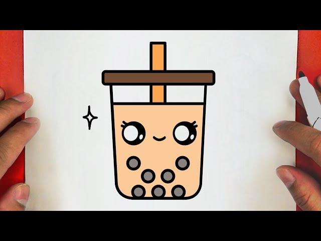 HOW TO DRAW A CUTE BUBBLE MILK TEA, STEP BY STEP, DRAW Cute things