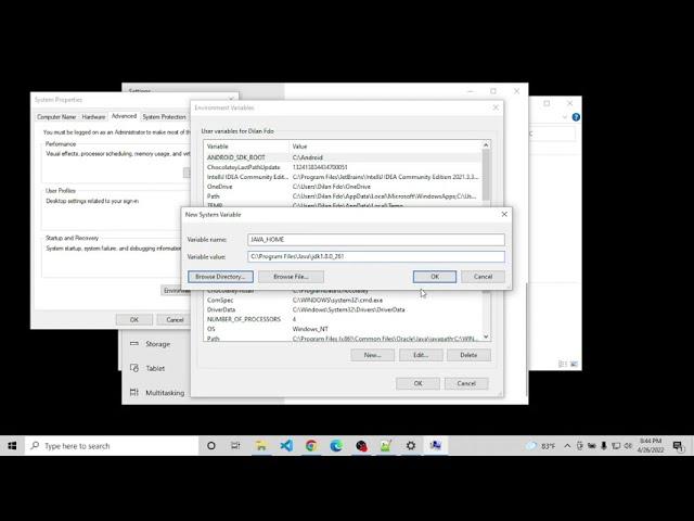 How to set Java home in windows 10?