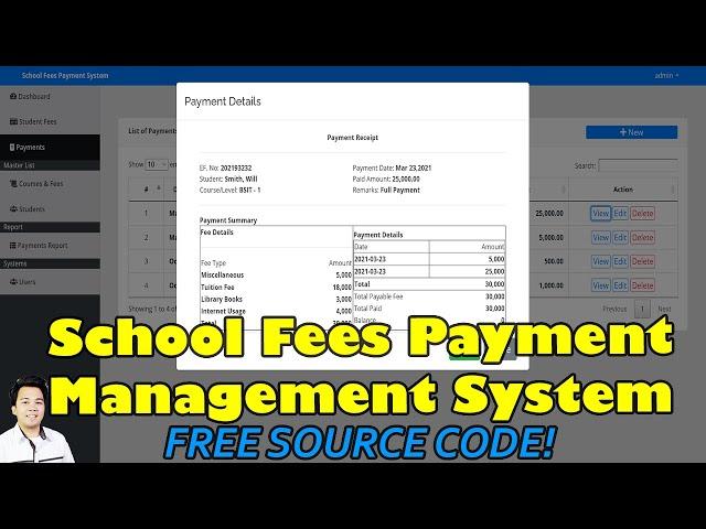 School Fees Payment Management System in PHP MySQL | Free Source Code Download