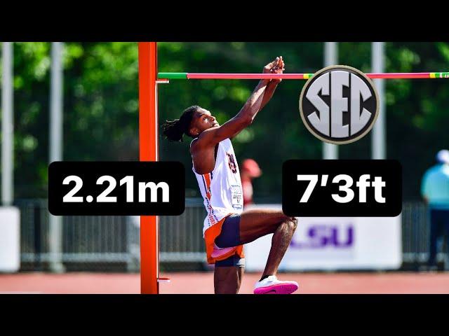 Auburn High Jumper Dontavious Hill Jumps 2.21m (7’3) | SEC High Jump Final