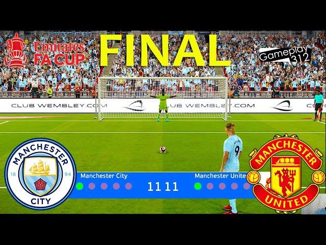 Manchester Sity vs Manchester United - Penalty Shootout- FINAL FA CUP | PES Gameplay