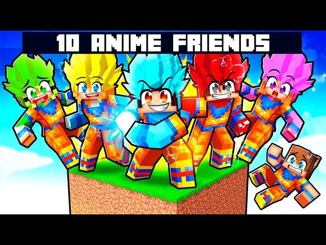 10 FRIENDS On ONE ANIME BLOCK in Minecraft!