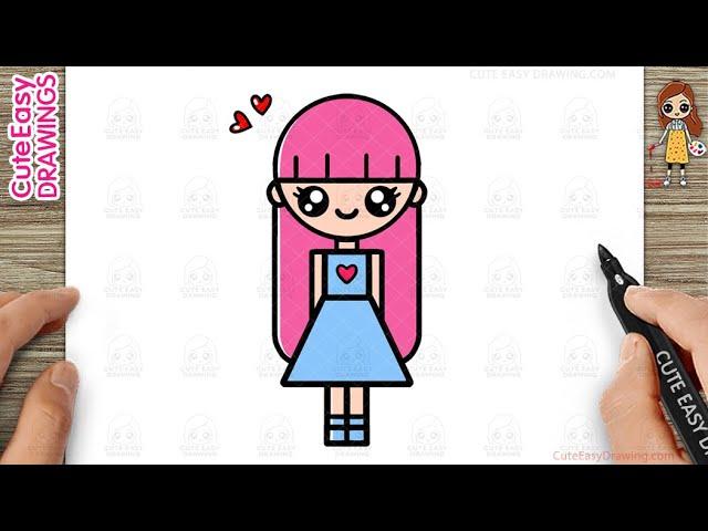 How to Draw a Cute Doll Simple & Easy for Kids