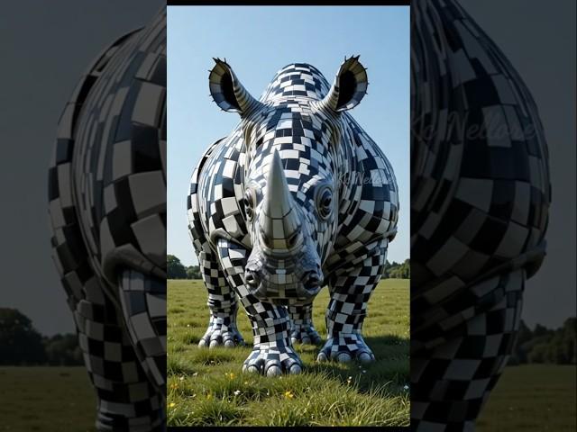 Rhino + Chess Board Hybrid #aishorts #igt #hybridfusion #agt #fusion #animals