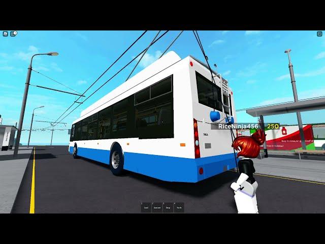 RiceNinja456 and his Trolza Trolleybus || ROBLOX || OneSkyVed's Trolleybuses Place