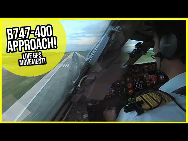 AMAZING: B747-400 Approach with live GPS-Movement in Split Screen! [AirClips]