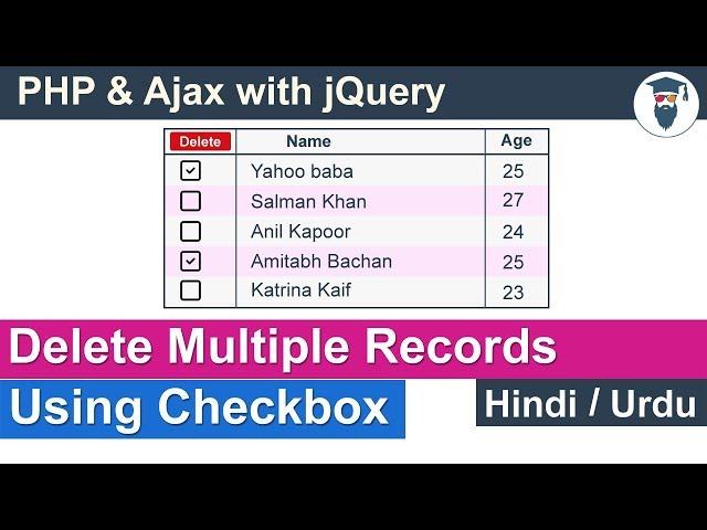 PHP Ajax Delete Multiple Data Using Checkbox Tutorial in Hindi / Urdu