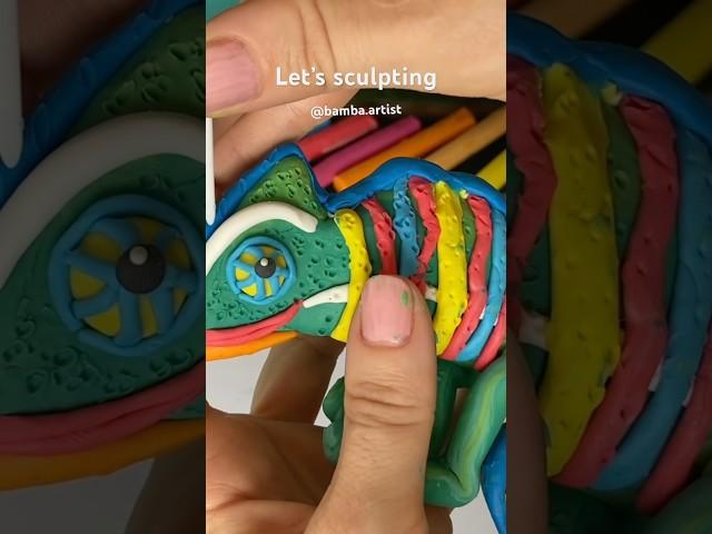 Let’s sculpting chameleon! Full video tutorial here @bamba.artist #chameleon #playdough