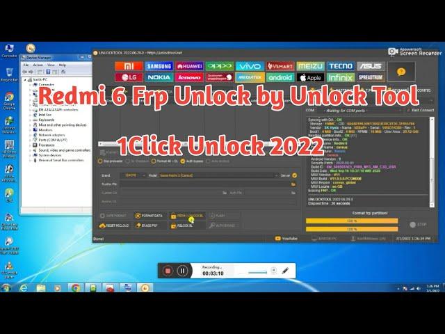 Redmi 6 Frp, Google Account Unlock By Unlock Tool. 2022