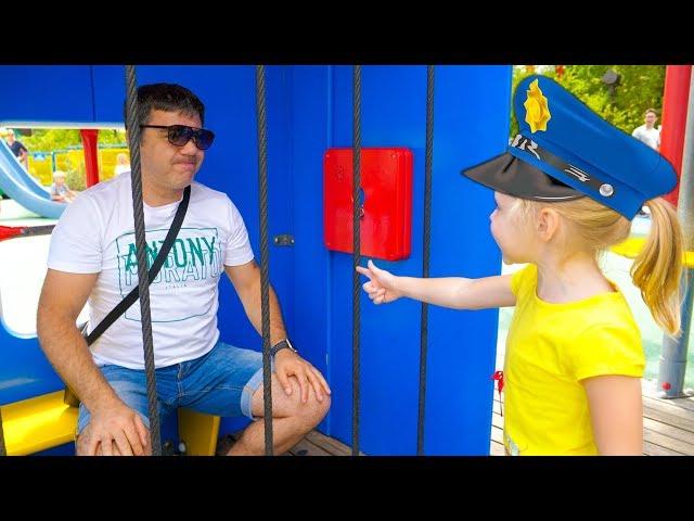 Nastya and papa pretend play at the amusement park