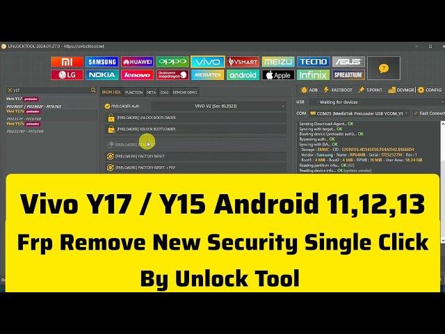 Vivo Y15/Y17 Frp Remove New Security Single Click by Unlock Tool