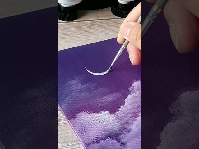 super easy purple clouds / easy acrylic painting ideas for beginners 