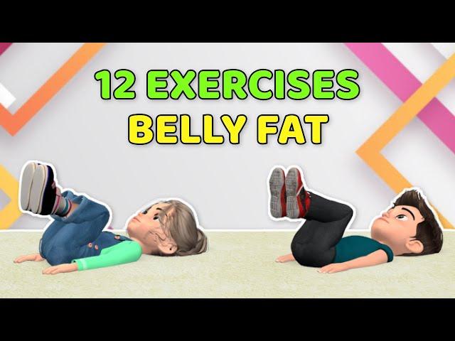 12 SIMPLE EXERCISES TO LOSE BELLY FAT - KIDS WORKOUT