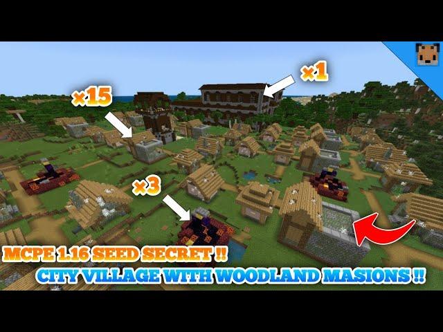 minecraft pe 1.16 seed secret !! - seed found city village & pillage with woodland mansion, portal !